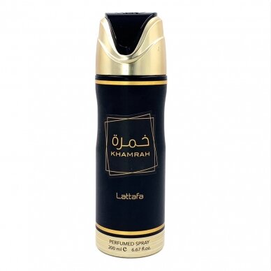 Lattafa Khamrah dezodorantas (Aromatas artimas Killian Angels' Share).